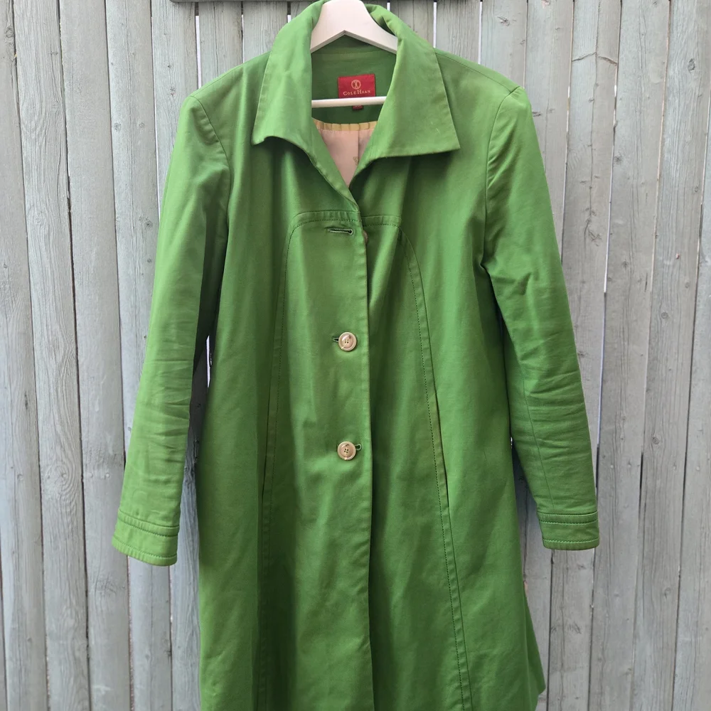Cole Haan Vintage Green Trench Coat – Size 8 - Picture 2 of 7
